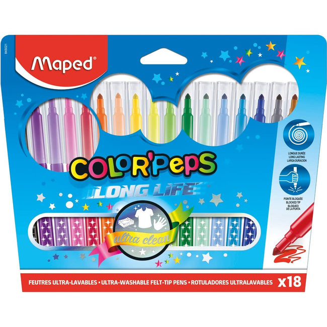 Maped - Feutre Color'Peps 18 marqueurs dans un étui cartonné