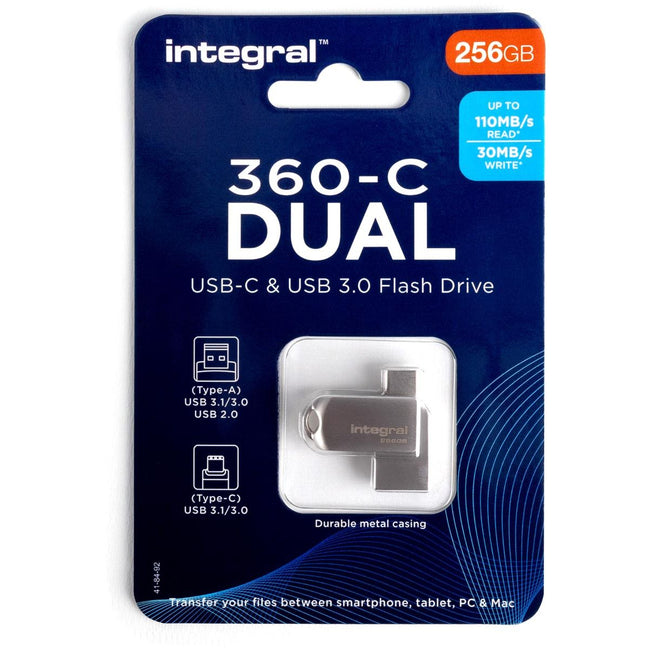 Integral -  360-C Dual USB-C USB 3.0 stick, 256 GB