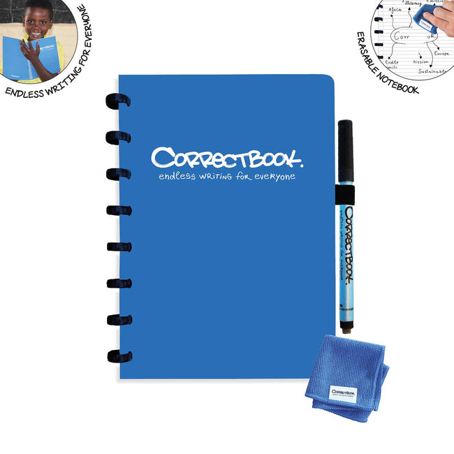 CorrectBook - A5 Original: cahier excès / réutilisable, doublé, bleu terreux (bleu)