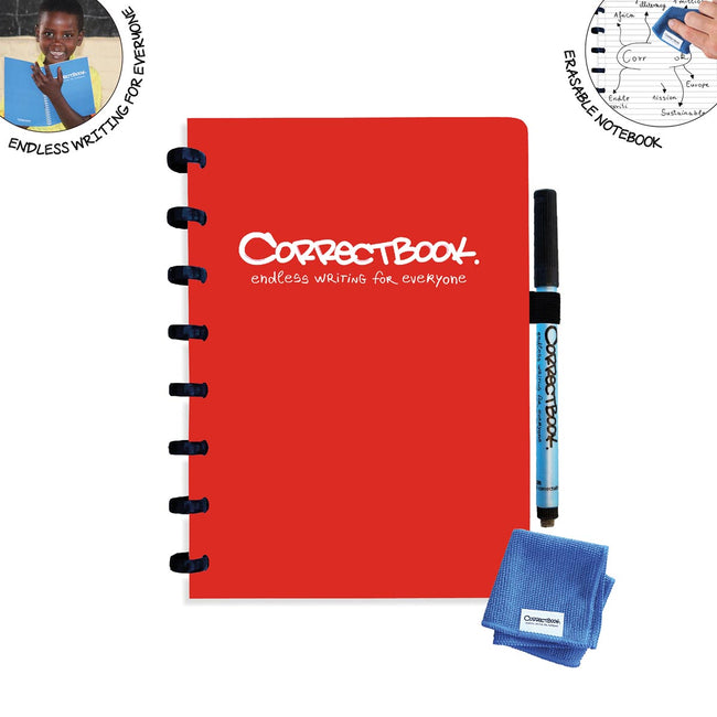 CorrectBook - A5 Original: Notebook excès / réutilisable, doublé, Horizon Red (rouge)