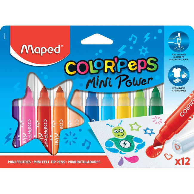 Maped - Filt Stilt Color'Pepps mini, enuis de 12 pièces en couleurs assorties