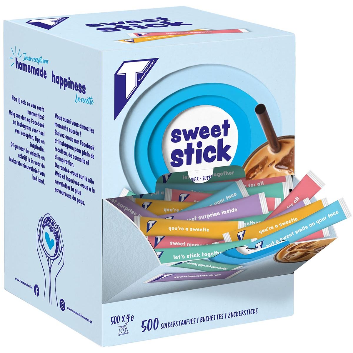 Tens - bâtonnets de sucre, 4 g, boîte de 500 pièces