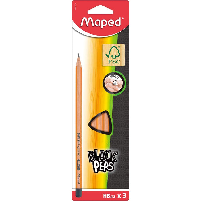 MAPED - Bleistift Black'peps HB, Blasen von 3 Teilen ohne Kaugummi