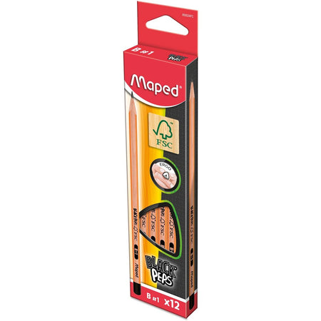 Maped - Bleistift Black'Peps B, ohne Radiergummi