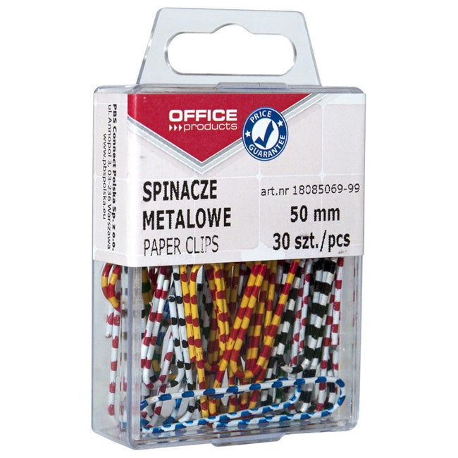 OFFICE products -   papierklemmen Zebra, 50 mm, gestreepte geassorteerde kleuren, blister van 30 stuks