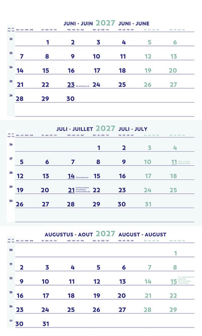 Brepols - Calendrier 3 Mois 2026 30x60cm