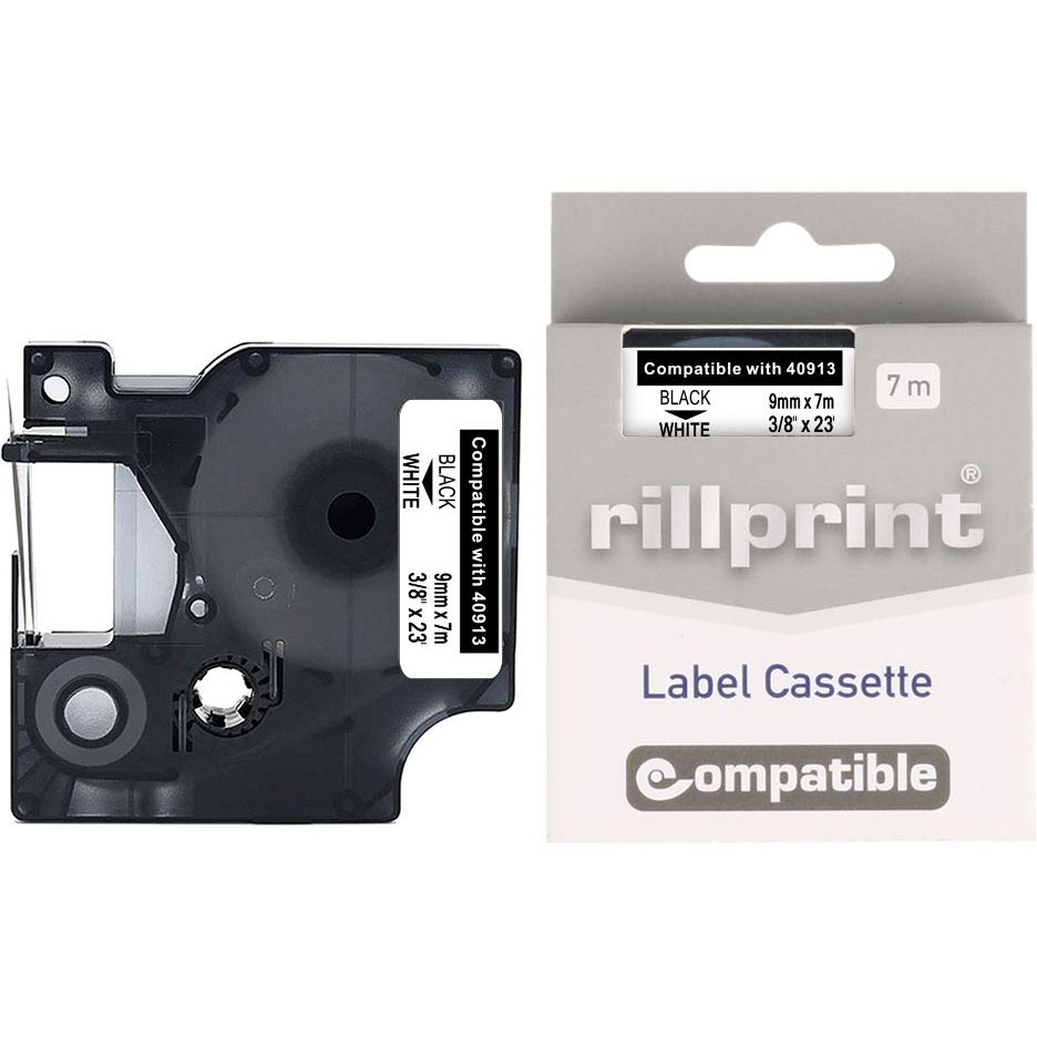 Rillprint - compatible D1 e pour 40913, 9 mm, noir sur blanc