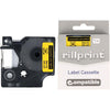 Rillprint - compatible D1 e pour 40918, 9 mm, noir sur jaune