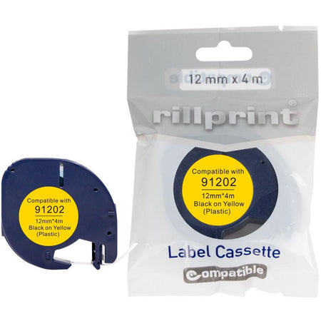 Rillprint -  compatible LetraTAG e voor 91202, 12 mm, plastic, geel
