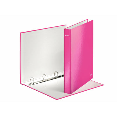 Leitz - Classeur à anneaux WOW A4 maxi 4 anneaux mécanisme D 25mm rose