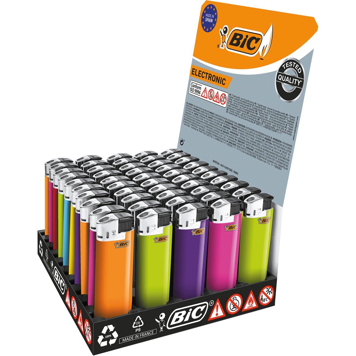Bic - Briquet électronique Maxi, présentoir de 50 pièces