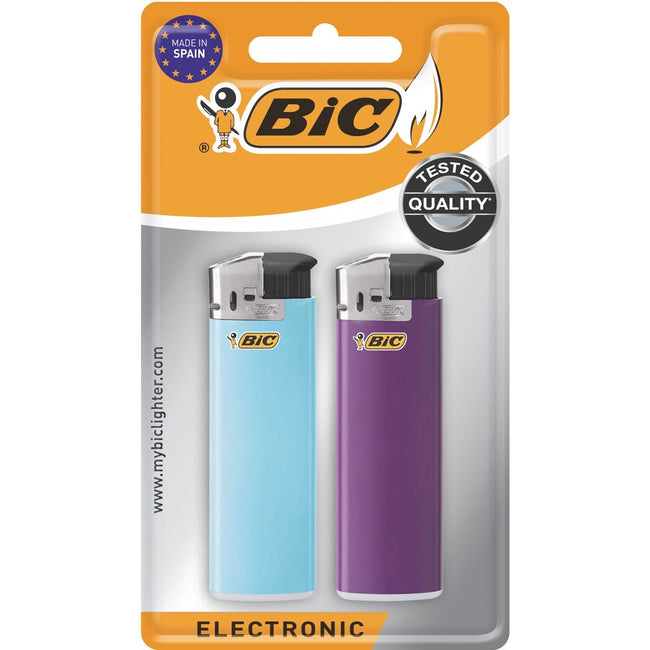Bic - Briquet électronique Maxi, couleurs assorties, blister de 2 pièces
