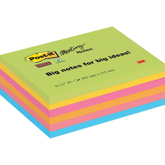 Post-it - Notizblock 8645 Super Sticky 203x153mm sortiert 6 Stück