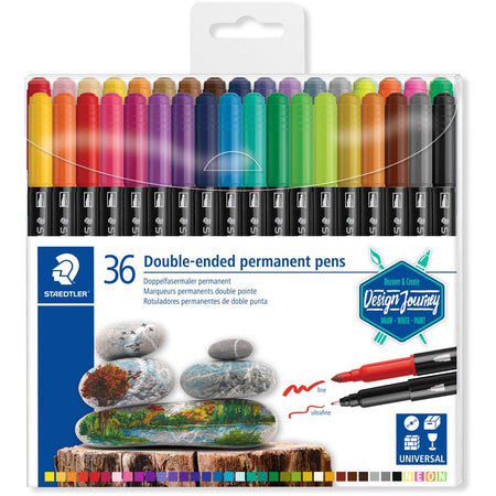 Staedtler -  permanent marker,dubbele punt, etui van 36 stuks, assorti