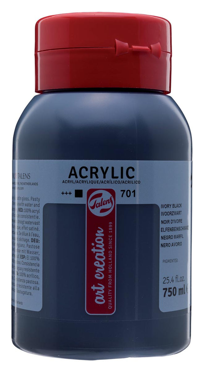 Talens Art Creation -  Art Creation acrylverf flacon van 750 ml, ivoorzwart