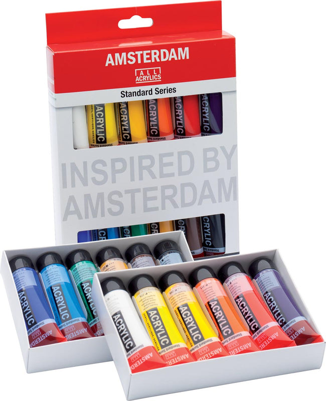 Talens Amsterdam -  Amsterdam acrylverf tube van 20 ml, etui van 12 stuks in geassorteerde kleuren