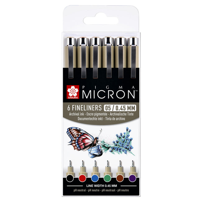 Sakura -  Fineliner pigma micron 05 basic 6 kleuren