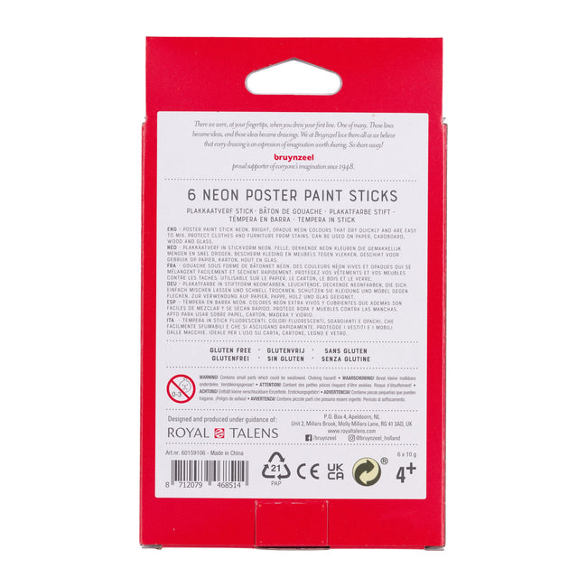 Bruynzeel -  Verfstift  kids 6st ass neon | 6 stuks
