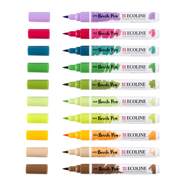 Talens Ecoline -  Brushpen ecoline set 10 stuks botanisch