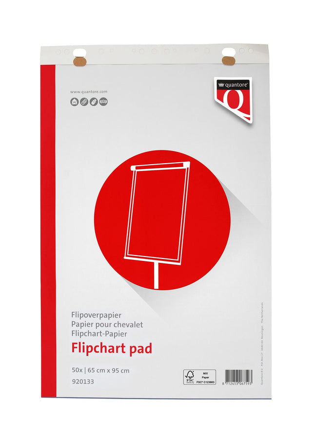 Quantore -  Flipoverpap 65x95cm blanco/ruit 74gr