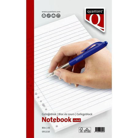 Quantore -  Collegeblok a5 lijn 17-gaats 160pg 70gr | 5 stuks