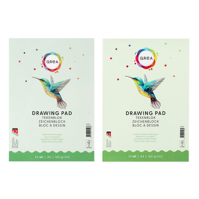 Qrea -  Tekenblok a4 24vel 160gr gelijmd | 5 stuks