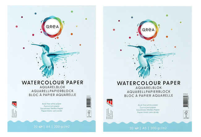 Qrea -  Aquarelblok a4 20vel 200gr gelijmd