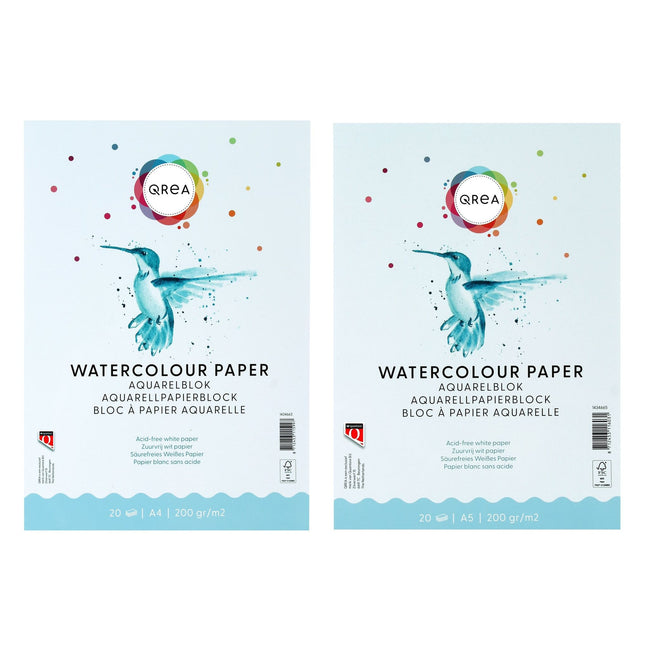 Qrea -  Aquarelblok a5 20vel 200gr gelijmd | 5 stuks