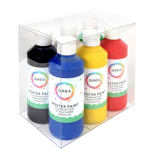 Qrea -  Plakkaatverf set à 6 standaard kleuren 250ml