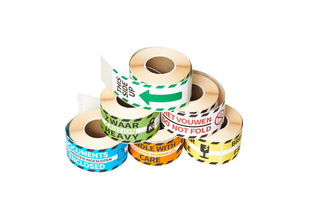 Rillprint -  Etiket handle with care oranje