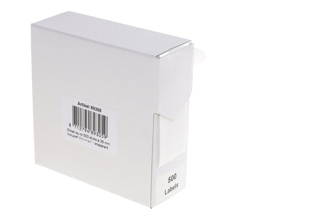 Rillprint -  Etiket 25mm op rol transparant 500st