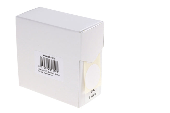 Rillprint -  Etiket 35mm op rol wit 500st