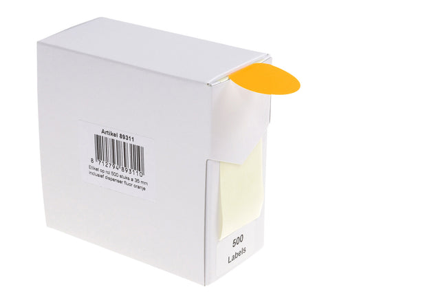 Rillprint -  Etiket 35mm op rol fluor oranje 500st