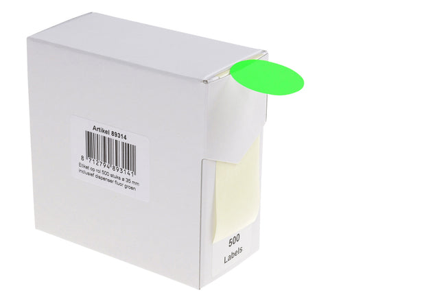 Rillprint -  Etiket 35mm op rol fluor groen 500st