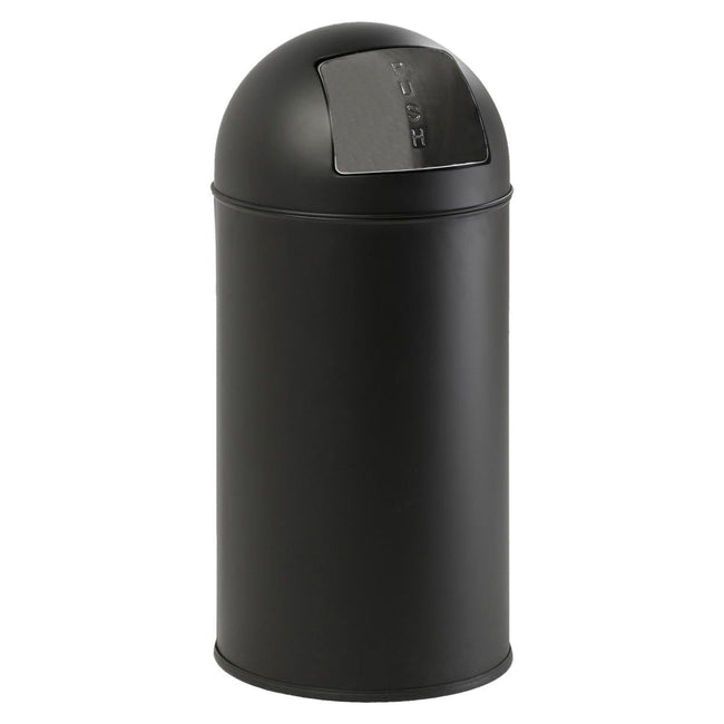 Eko - Bac à ordures Eko avec poussée -lid 40 L, acier inoxydable Matt, noir