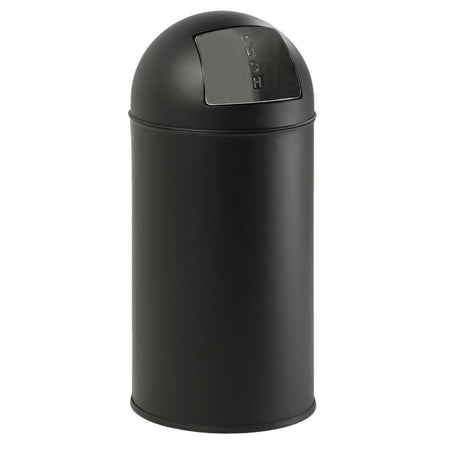 Eko - poubelle avec couvercle à pousser 40 l, acier inoxydable mat, noir