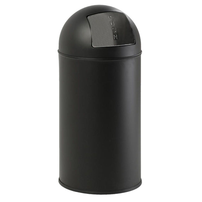 Eko - poubelle avec couvercle à pousser 40 l, acier inoxydable mat, noir