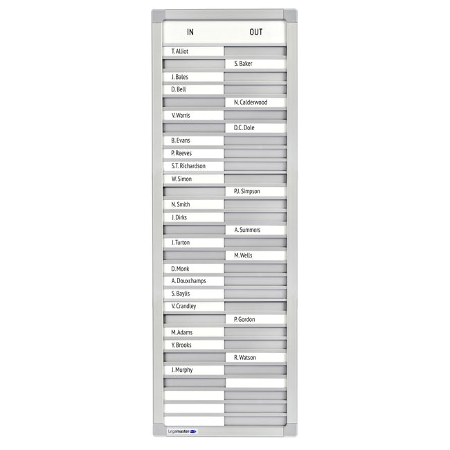Legamaster -  Aan afwezigheidsbord  770x260mm 30 namen