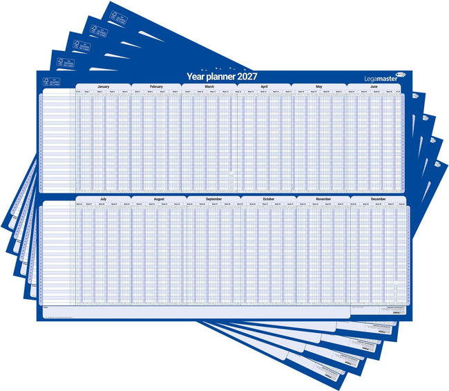Legamaster -  Projectplanner 2027 lm 90x60cm hor gelamineerd | 5 stuks