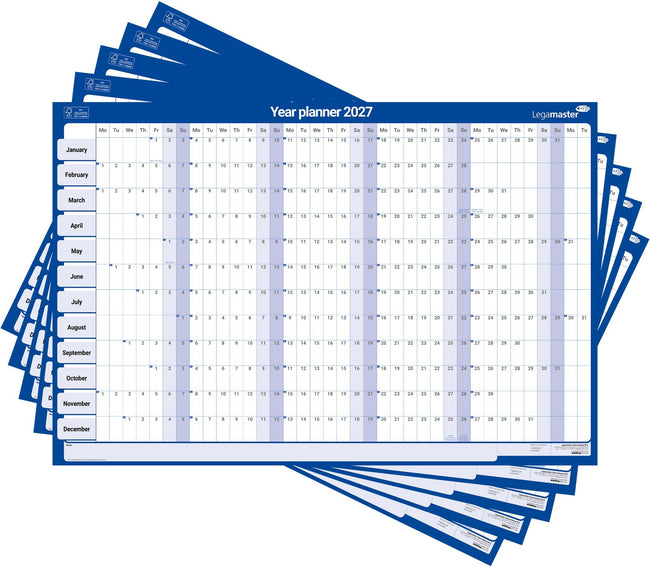 Legamaster -  Jaarplanner 2027  90x60 horizon gelam | 5 stuks