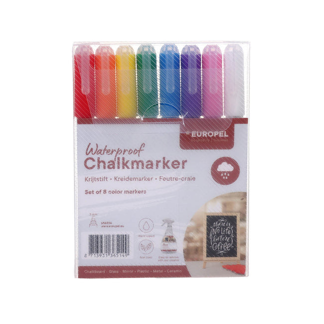 Europel -  Krijtstift  watervast 1-3mm ass 8 stuks
