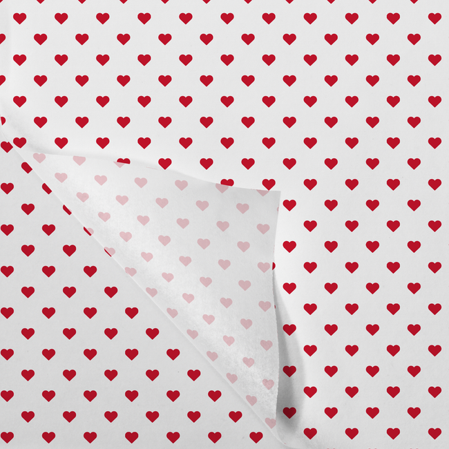 Klika -  Zijdevloei papier 50x75cm 22gr 100 vel Hartjes rood