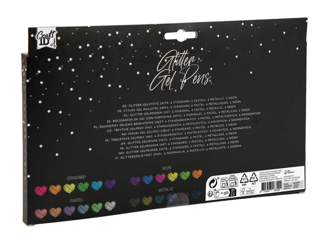 CraftID -  Gelpennen craft id glitter set à 24 kleuren | 8 stuks