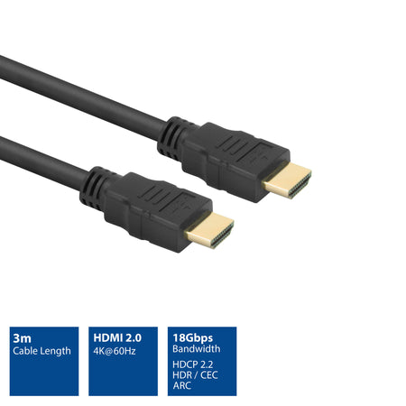 ACT -   3 meter High Speed kabel v2.0 HDMI-A male HDMI-A male (AWG30)