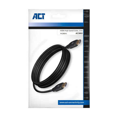 ACT -   2,5 meter HDMI 4K High Speed kabel v2.0 HDMI-A male HDMI-A male