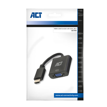 ACT -   0,15 meter HDMI-A male naar VGA female adapter, met audio