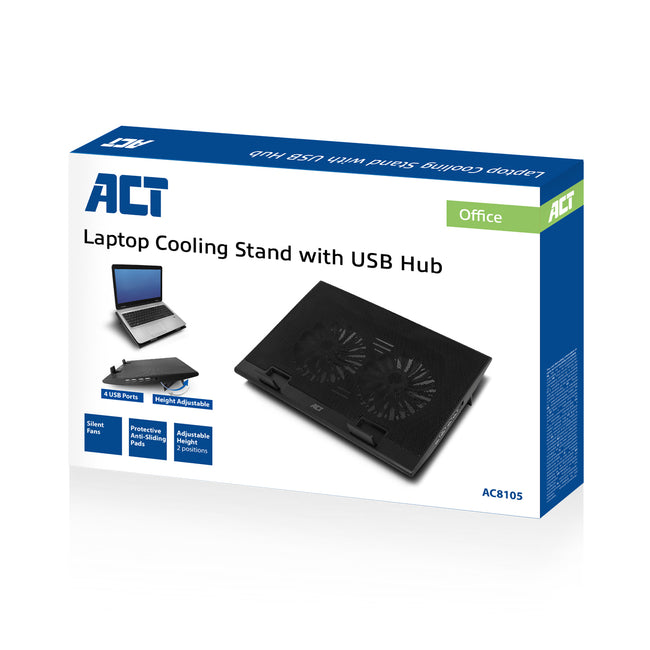 ACT -  Laptopstandaard ventilator hoogte verstelb 4-p hub