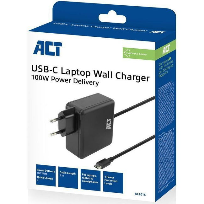 ACT -  Laptoplader  usbc 100w pd 2 meter