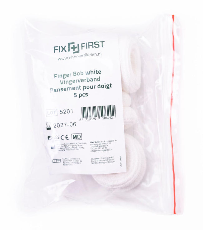 FixFirst -   vingerbobs, textiel, wit, pak van 5 stuks