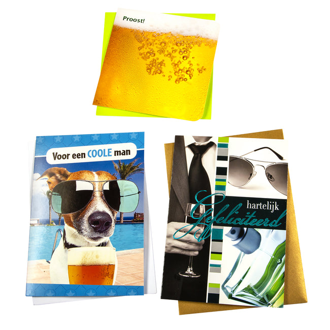 Paperclip - Set de recharge pour cartes de voeux anniversaire homme 6 cartes